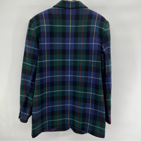Talbots Black Watch Tartan Plaid Long Blazer Sz L Blue/Green Dark Academia - Picture 3 of 4